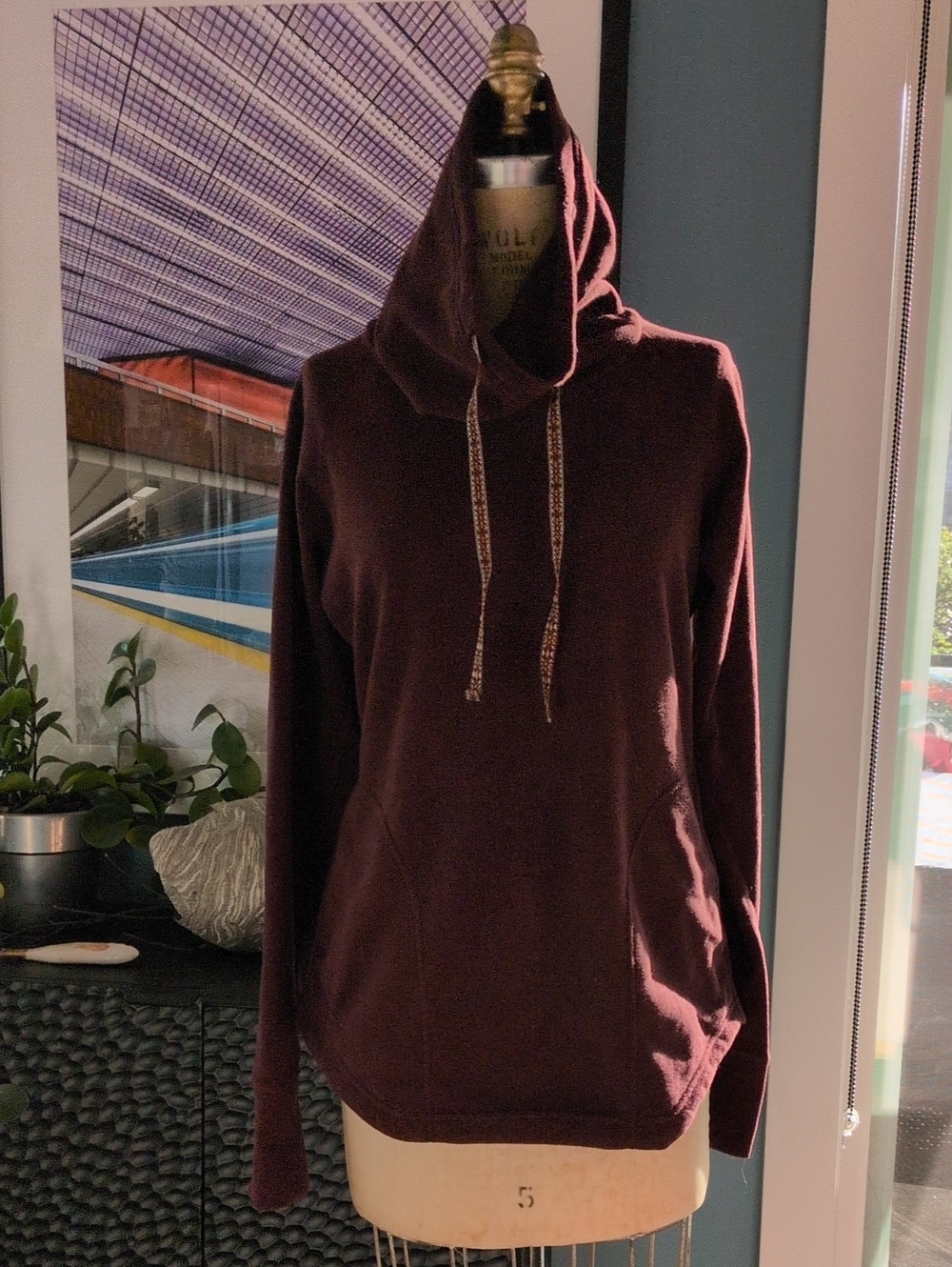 Cozy Sherpa Women's Funnel Neck Pullover in Deep Maroon